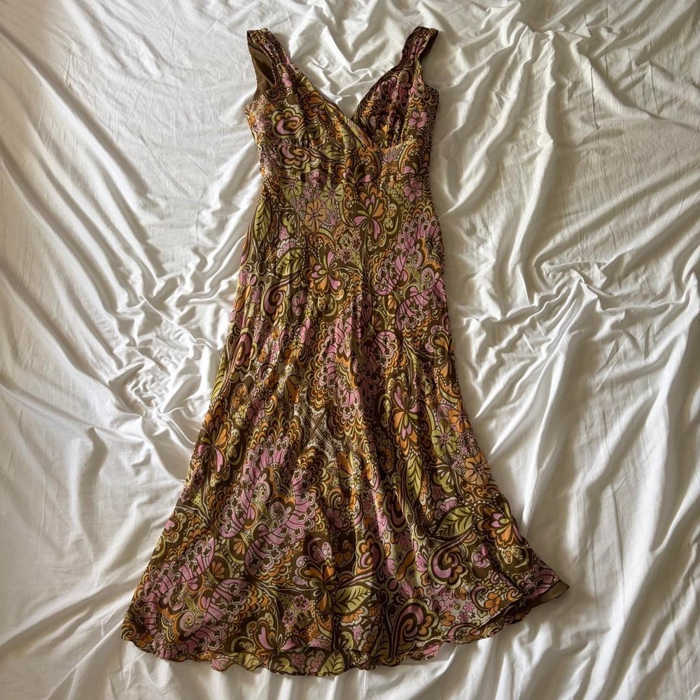 Cynthia Howie silk midi dress paisley print Size 8 M